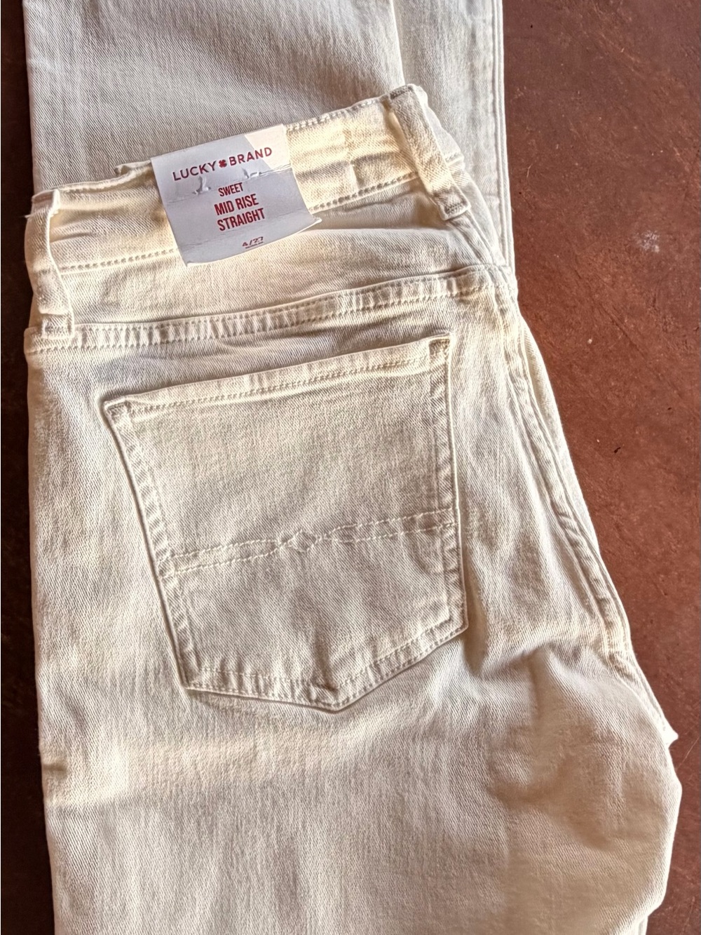 Lucky Brand Cream Mid Rise Straight Jeans Size 4/27R - Picture 3 of 3